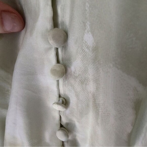 Sealgirl Chiffon Floral Sage White Sheer Long Sleeve Midi Dress Size Large - Picture 5 of 10